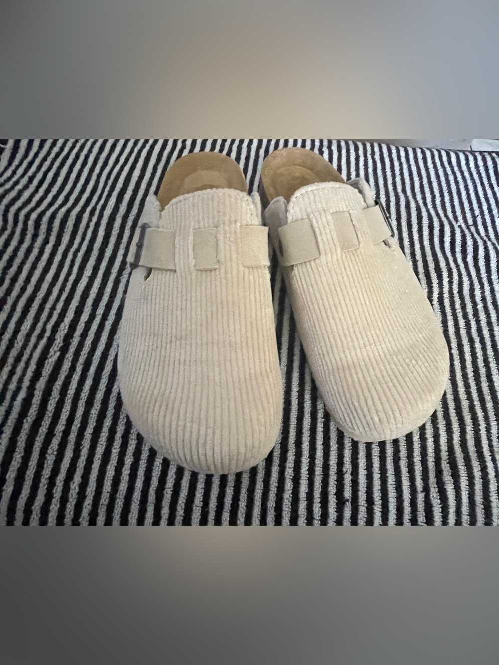Women’s Cream Corduroy Moccasin Slip-Ons